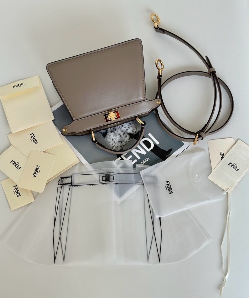 Fendi Peekaboo ISeeU Petite Top Handle Bag, Taupe Lambskin Leather 1 Fendi Peekaboo ISeeU Petite Top Handle Bag, Taupe Lambskin Leather
