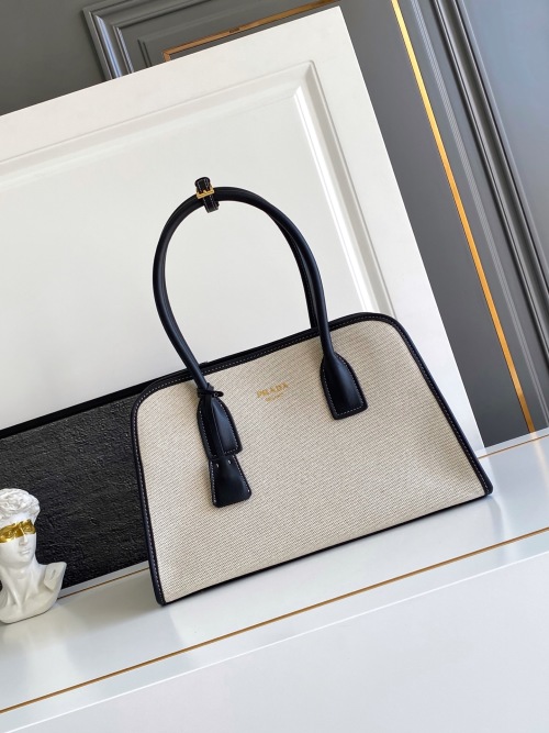 Prada Linen Blend Tote Bag, Oversized Design, Spacious and Stylish - Model 1BG572 1 Prada Linen Blend Tote Bag, Oversized Design, Spacious and Stylish - Model 1BG572