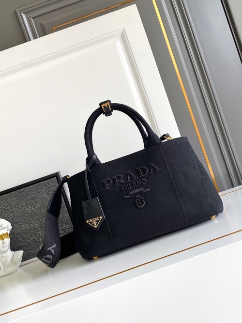 Pradaa Garden Bag: Mini Cotton Canvas Tote with Leather Trim, Detachable Strap 1 Pradaa Garden Bag: Mini Cotton Canvas Tote with Leather Trim, Detachable Strap