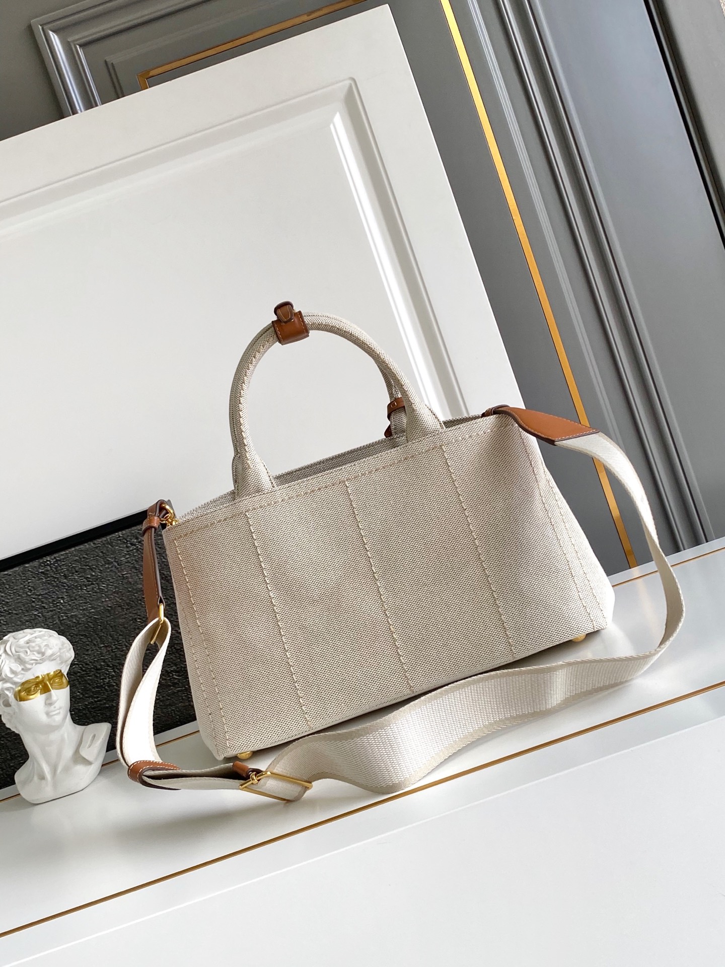 Prada Linen Canvas Gardener Tote Bag, Beige, 33x19x20cm 4 i1750984835864 3529 0 2