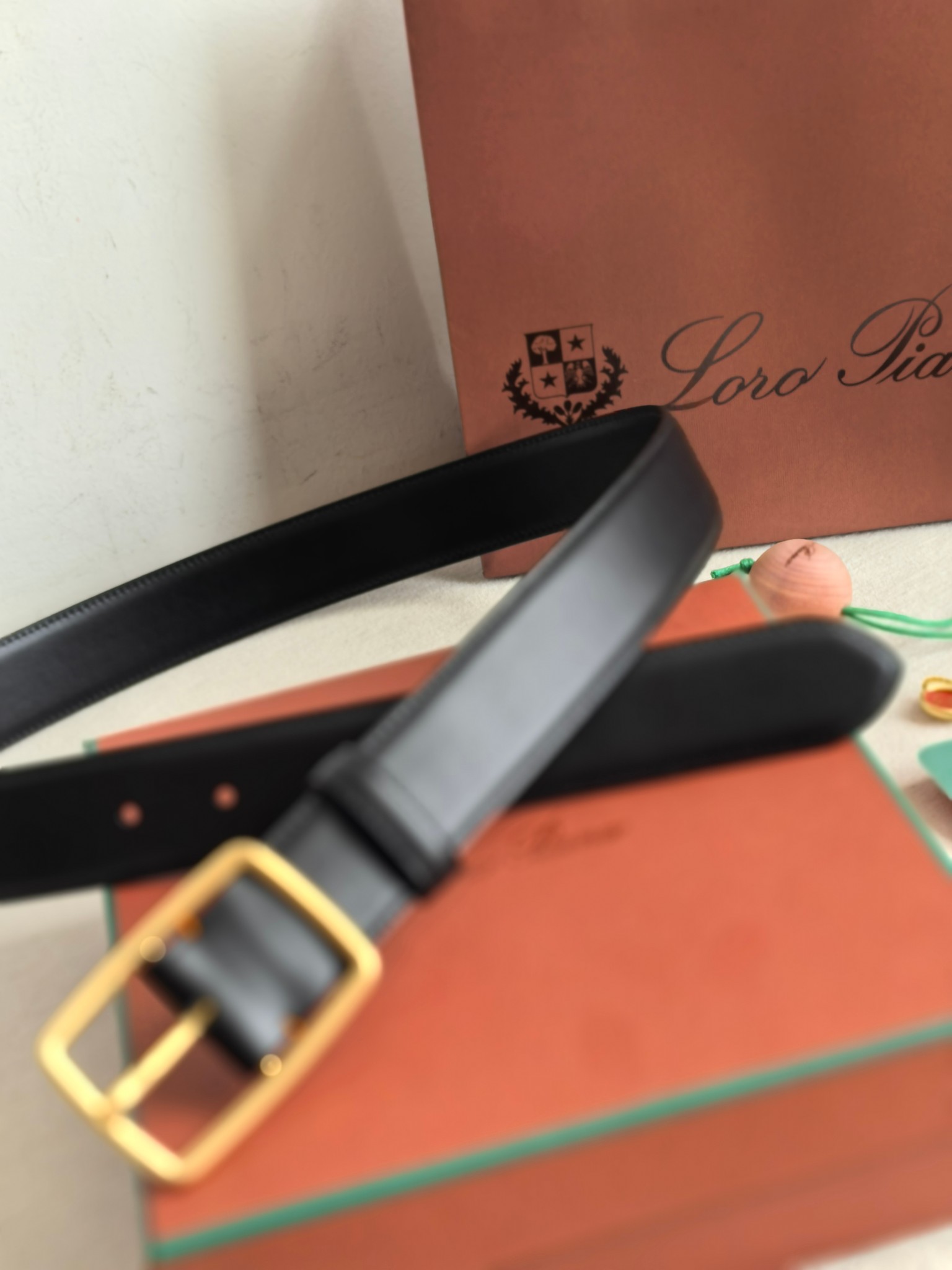 Loro Piana Men's Black Leather Belt with Gold Buckle, 3.5cm Width 7 a1742003009198 1421