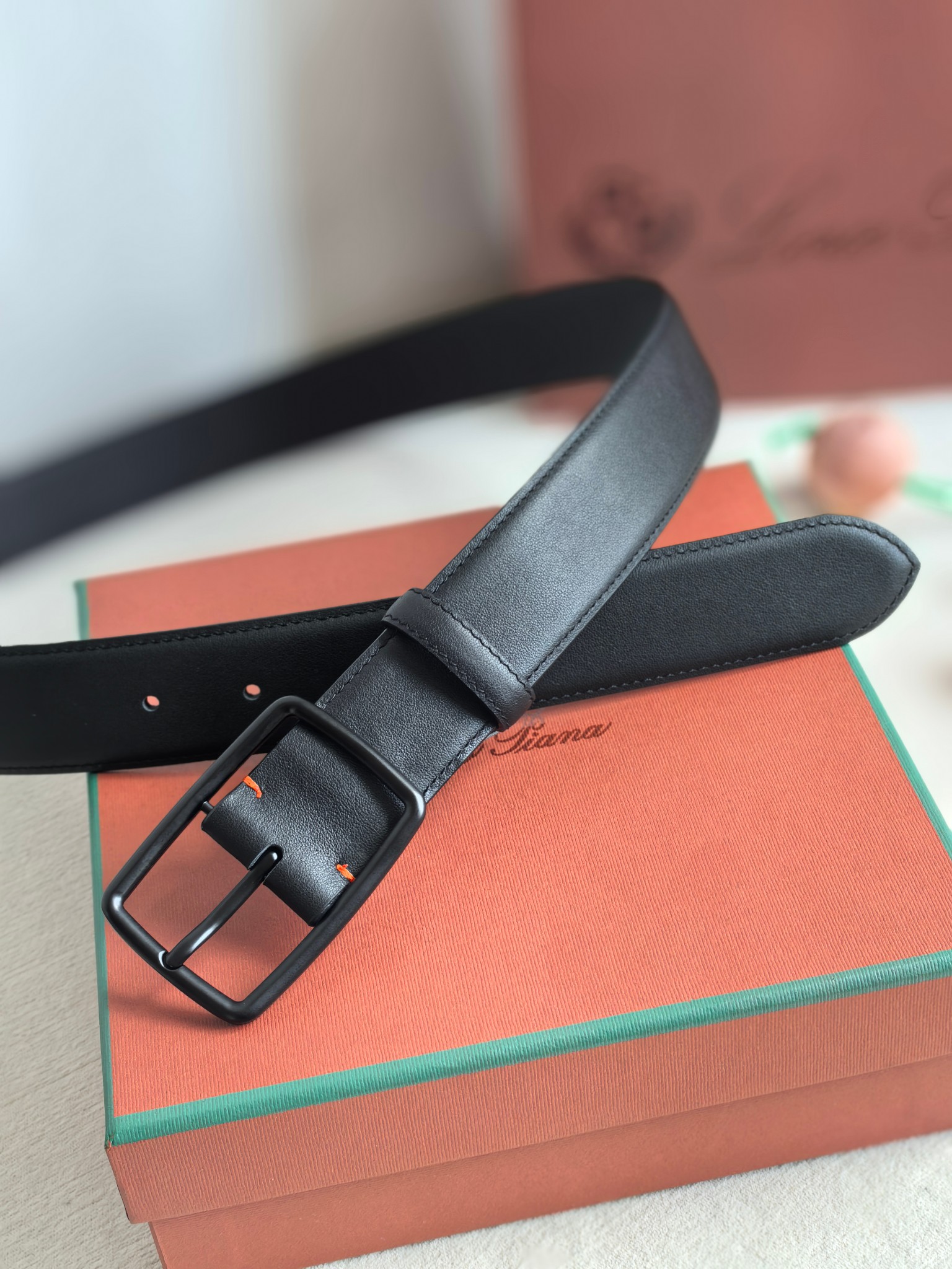 Loro Piana Men's Black Leather Belt - Italian Luxury, Classic Style 7 a1742003066107 7334