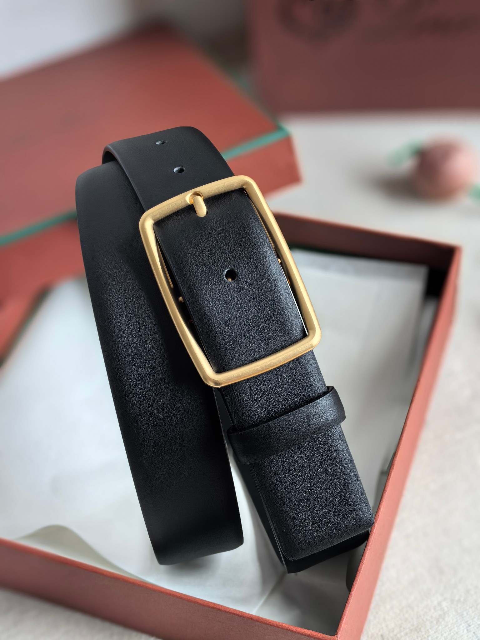 Loro Piana Men's Black Leather Belt with Gold Buckle, 3.5cm Width 2 a1742003316248 1381