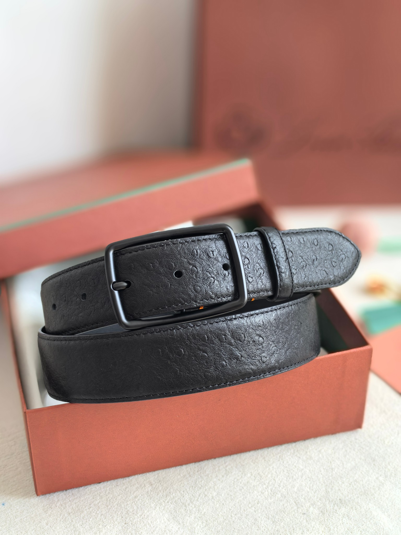 Loro Piana Men's Black Leather Belt - Imported Quality & Classic Design 3 a1742003507445 8248