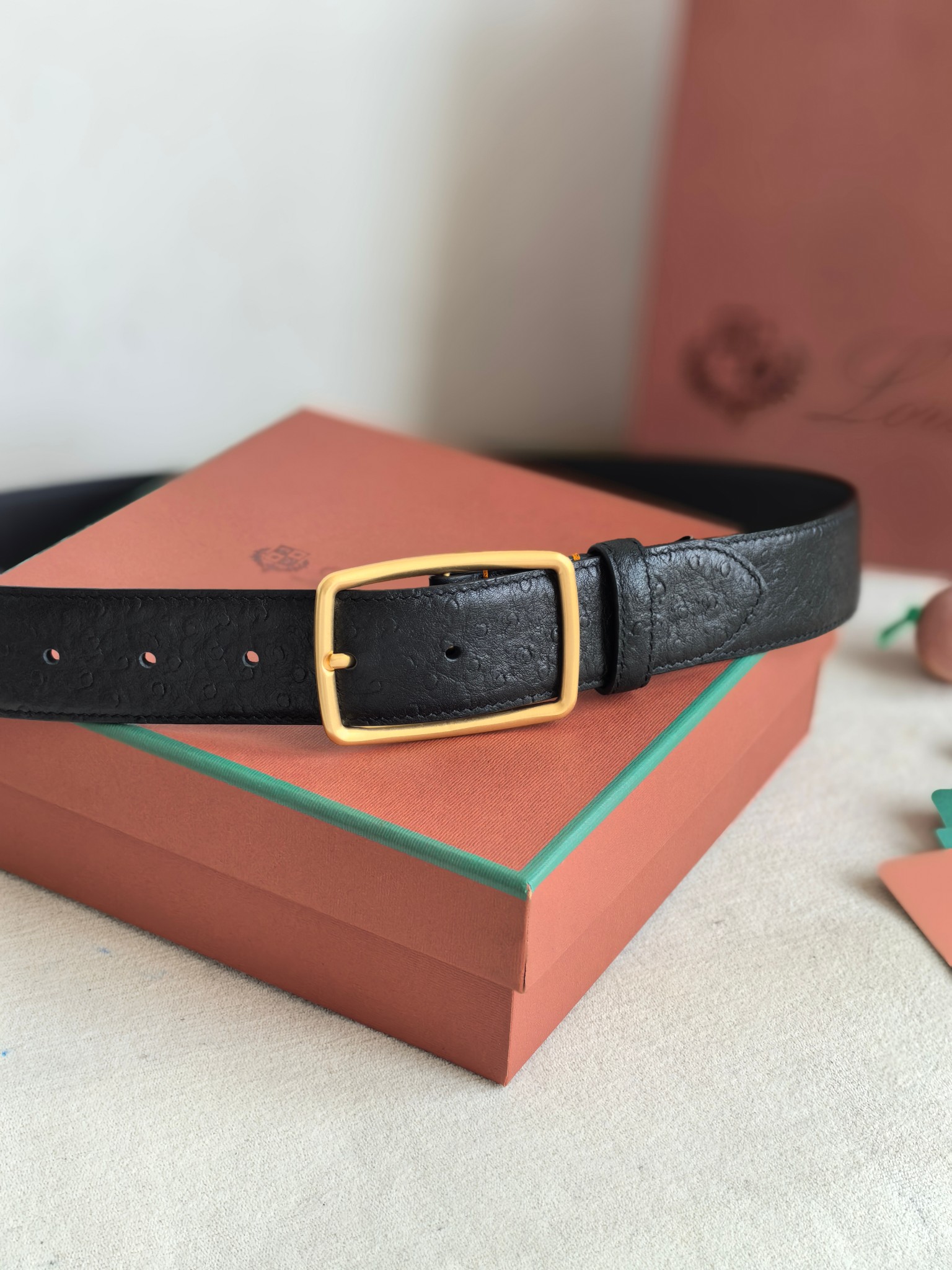Loro Piana Men's Black Leather Belt with Gold Buckle - Premium Quality 6 a1742003627673 7445