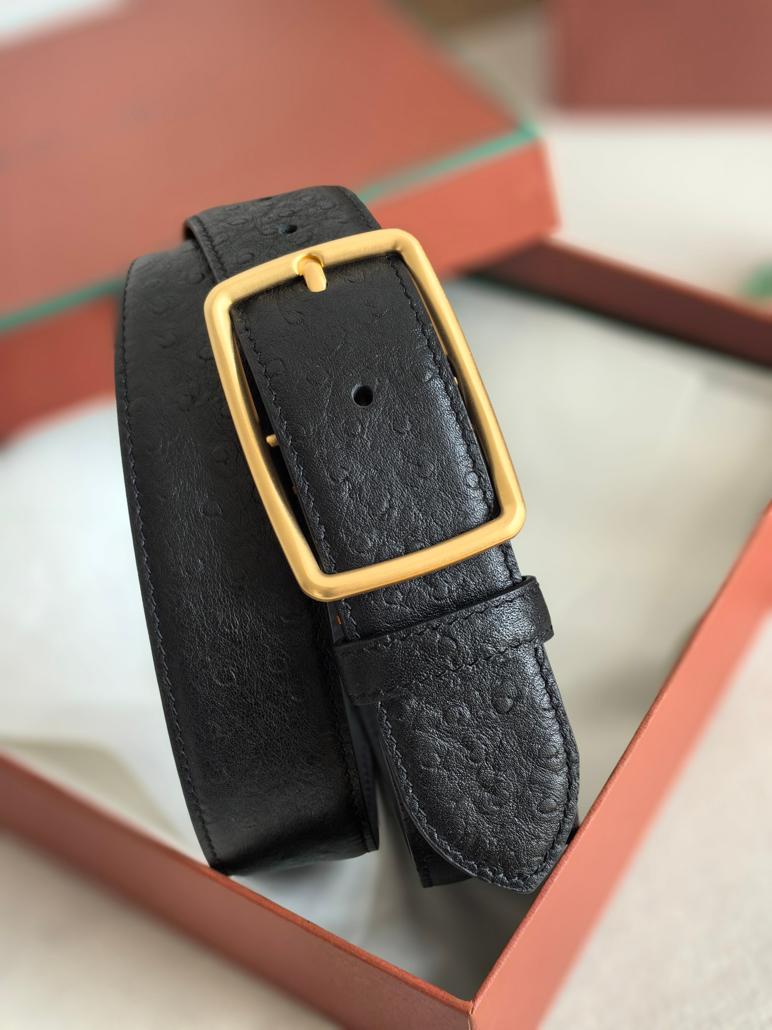 Loro Piana Men's Black Leather Belt with Gold Buckle - Premium Quality 2 a1742003627729 4401