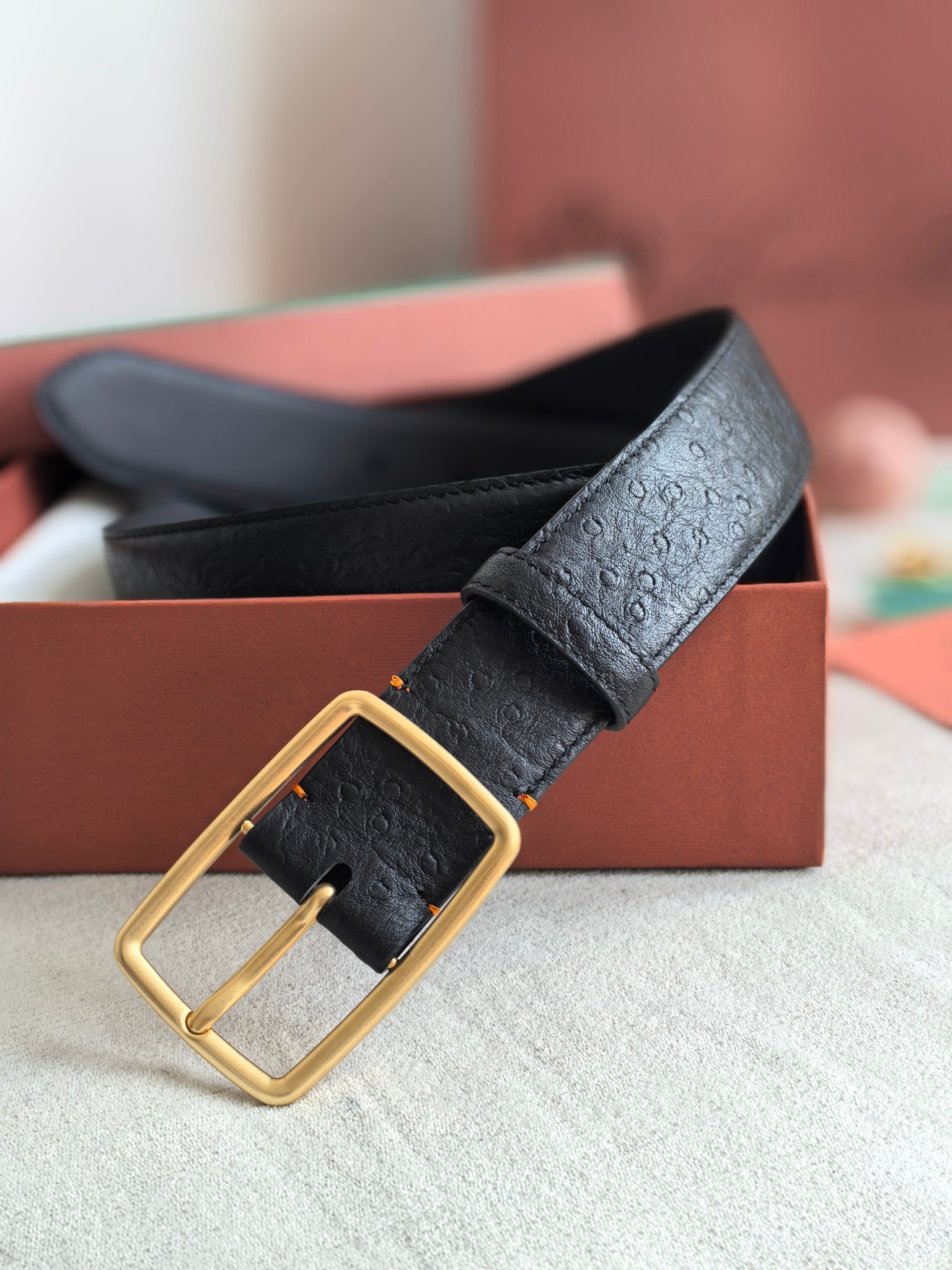 Loro Piana Men's Black Leather Belt with Gold Buckle - Premium Quality 5 a1742003627902 6413