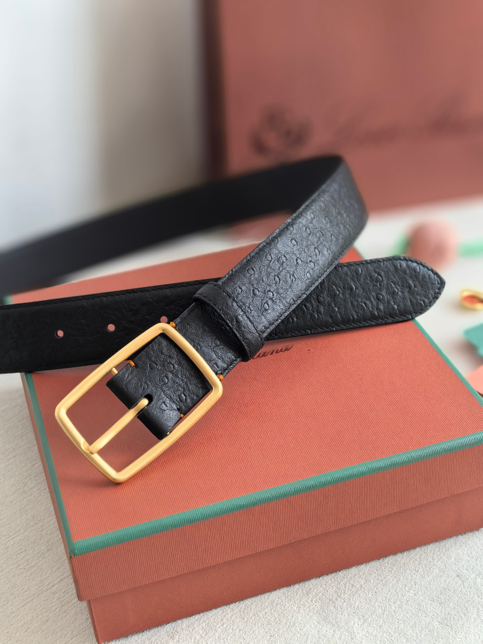 Loro Piana Men's Black Leather Belt with Gold Buckle - Premium Quality 8 a1742003631505 1147