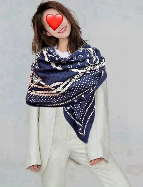 Louis Vuitton Inspired Silk-Cashmere Blend Scarf, 140x140cm, Elegant Style 1 Louis Vuitton Inspired Silk-Cashmere Blend Scarf, 140x140cm, Elegant Style