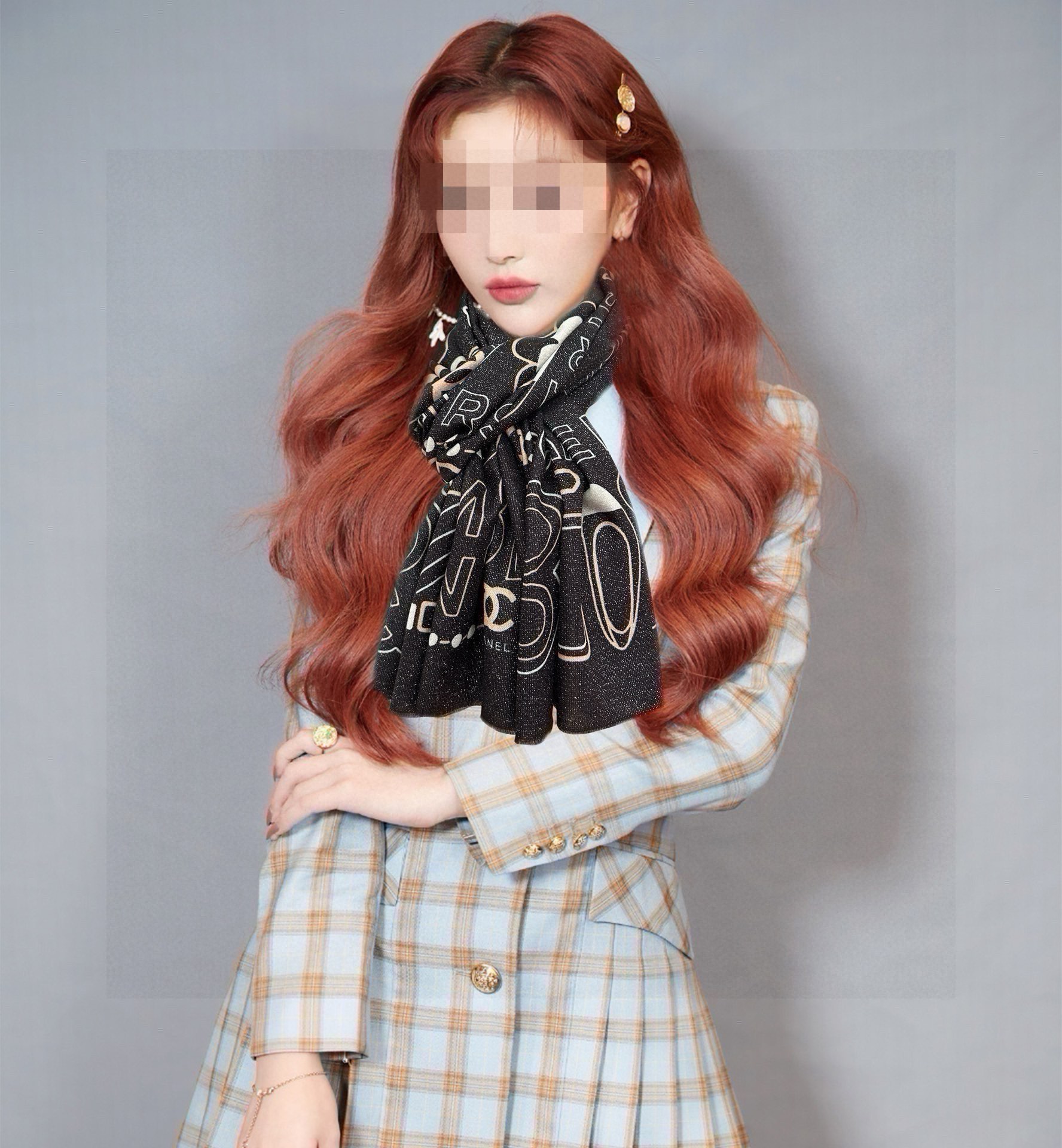 。上新小香 银丝2025 最新款吃瓜闪闪发光咖啡顶级设计太美了，真心赞👍【羊绒绒长巾】😘💍实物真心美 🎀