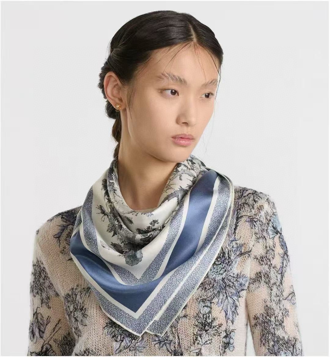  。高版本Dior Chardons 图案印花玫瑰展示象征着保护、韧性和自由的苏格兰国花得意采用白色和蓝