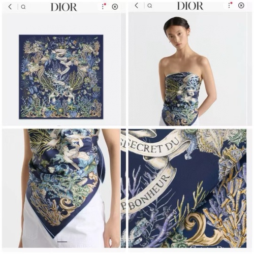 Dior Silk Scarf - Secret du Bonheur Floral Design - 90x90cm 1 Dior Silk Scarf - Secret du Bonheur Floral Design - 90x90cm