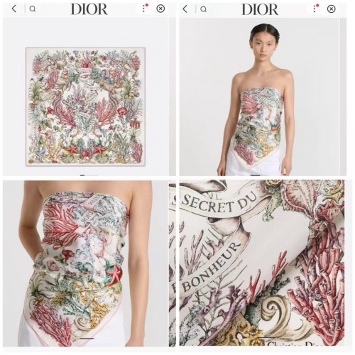Dior Floral Silk Scarf,90x90cm, Designer Women's Scarf for All Seasons 1 Dior Floral Silk Scarf,90x90cm, Designer Women's Scarf for All Seasons
