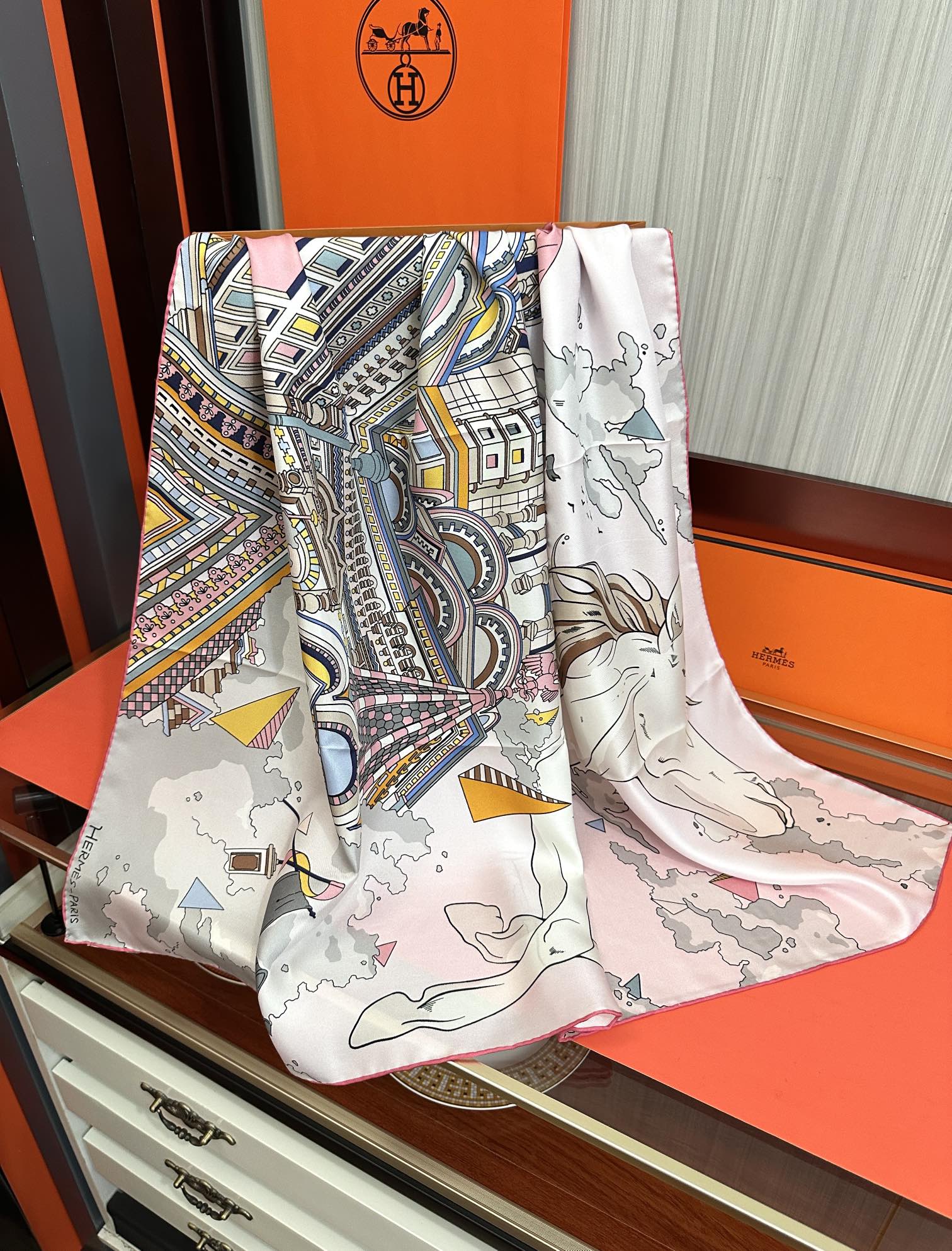 Hermes Silk Scarf 90cm - Exquisite Horse Design, Hand-Rolled Edges 7 i1751895654 7424 5