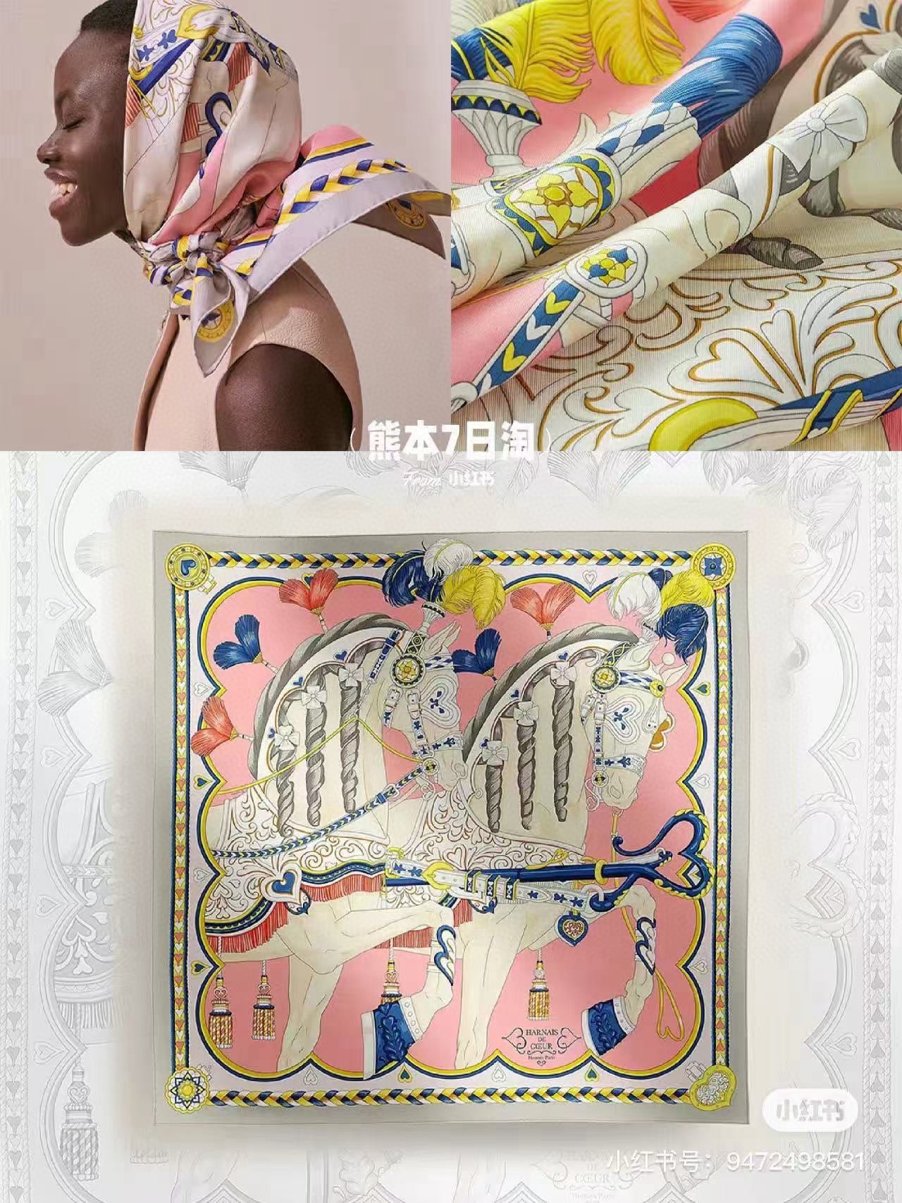 Hermès Silk Scarf 'Cheval au Galop' - Elegant Hand-Rolled Designer Scarf 3 i1751977364 4005 3