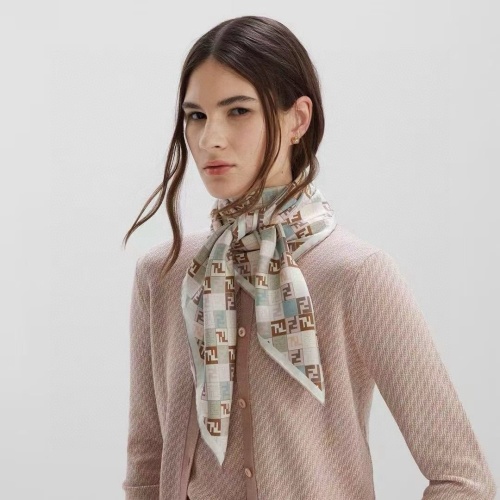 Fendi Walking Around Rome Silk Scarf 90x90cm - Orange, Green & Beige 1 Fendi Walking Around Rome Silk Scarf 90x90cm - Orange, Green & Beige