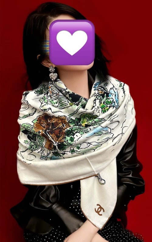 Chanel Elegant Double-Sided Scarf, 140x140cm, Silk & Cashmere Blend 1 Chanel Elegant Double-Sided Scarf, 140x140cm, Silk & Cashmere Blend