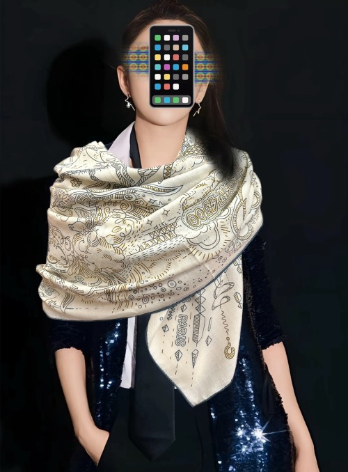 Elegant Hermes Style Silk Cashmere Scarf, 140x140cm, Soft and Versatile 1 Elegant Hermes Style Silk Cashmere Scarf, 140x140cm, Soft and Versatile