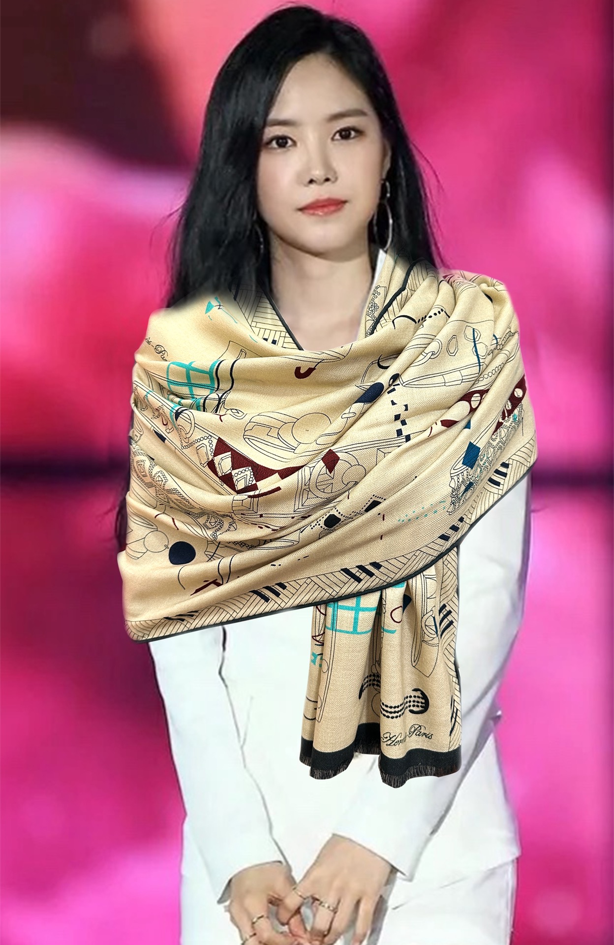 新款爱马士。2010双面同色印花吃瓜四季都可以用真心美的让人非常非上身效果简直美翻了 品质非常完美👍整个