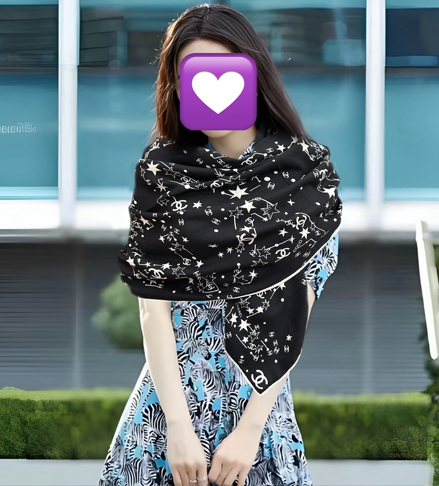 新款❤️2025 香奈儿 星星✨涂鸦 官网同步 【双面同色】[發]经典设计优雅风[礼物]~气质到骨子里[