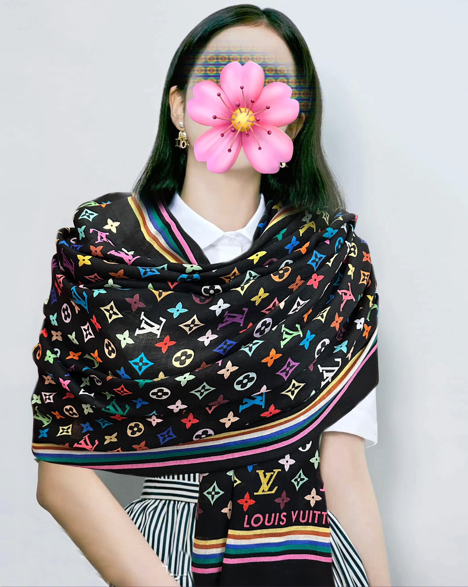 🔥上新 L 家 2025最新款[得意]真心赞👍【戒指绒长巾】😘💍实物真心美 🎀披肩配以印花💓💃🏻无论设计