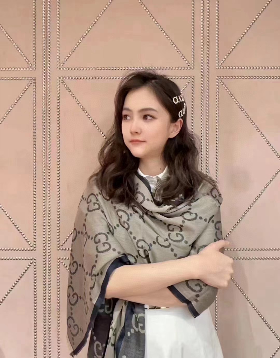 💖高品质 古奇【GG格子双面长巾】[爱心]中性款男女都可以用，😄经典GG图案是在30年代开始使用的标志性