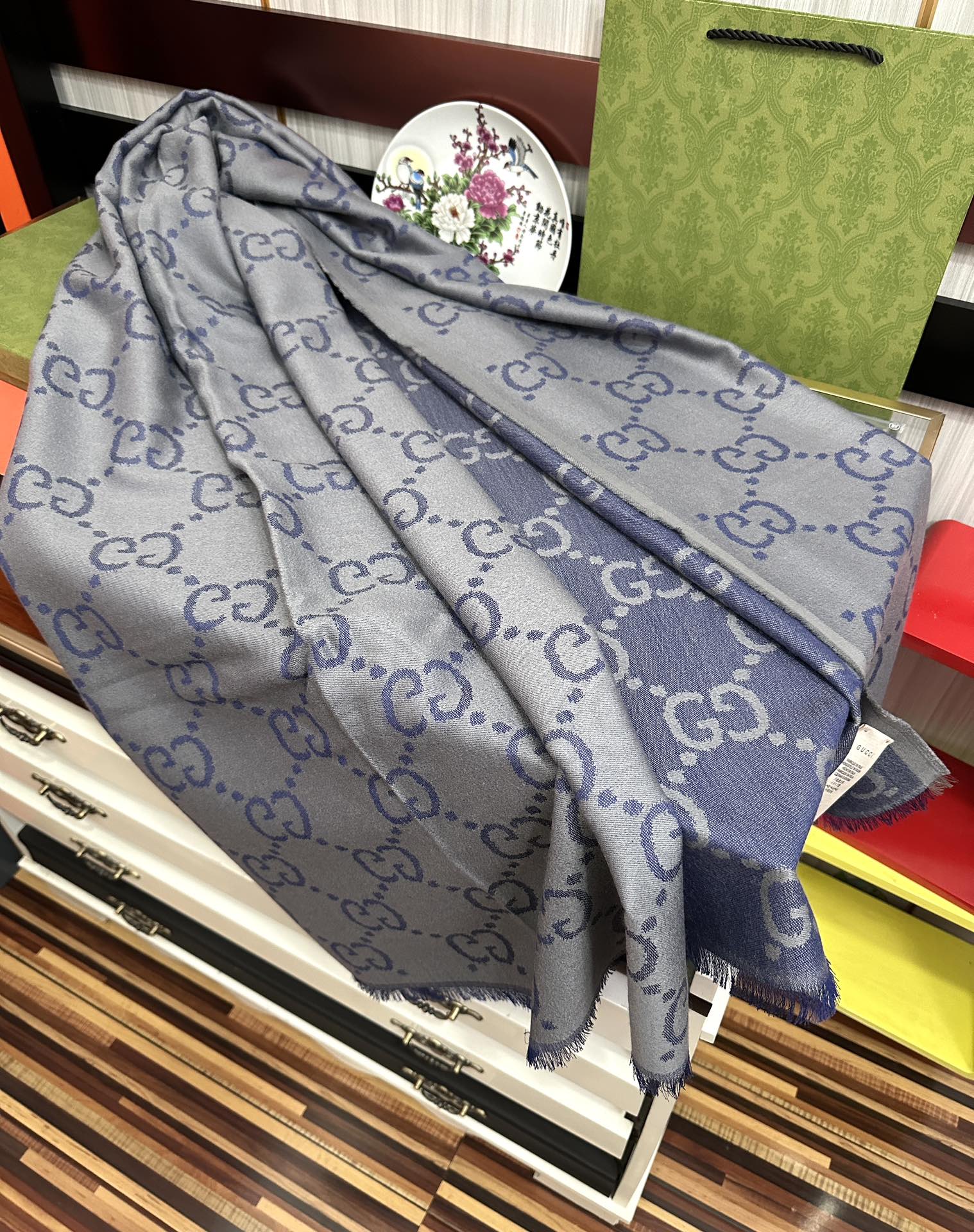 💖高品质 古奇【GG格子双面长巾】[爱心]中性款男女都可以用，😄经典GG图案是在30年代开始使用的标志性