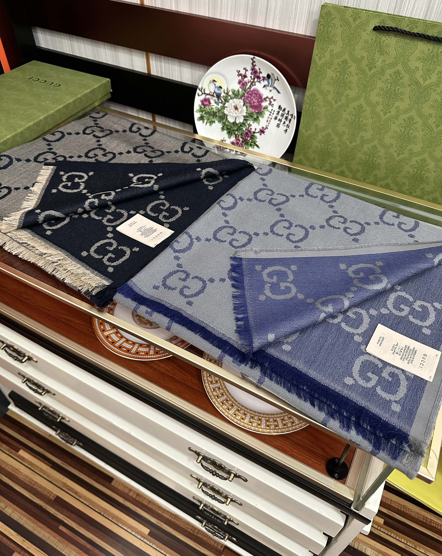 💖高品质 古奇【GG格子双面长巾】[爱心]中性款男女都可以用，😄经典GG图案是在30年代开始使用的标志性