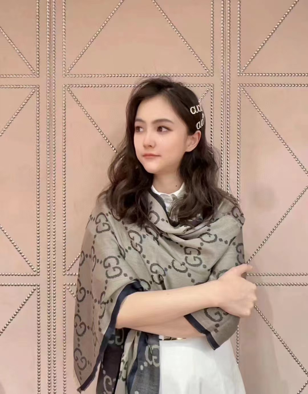 💖高品质 古奇【GG格子双面长巾】[爱心]中性款男女都可以用，😄经典GG图案是在30年代开始使用的标志性