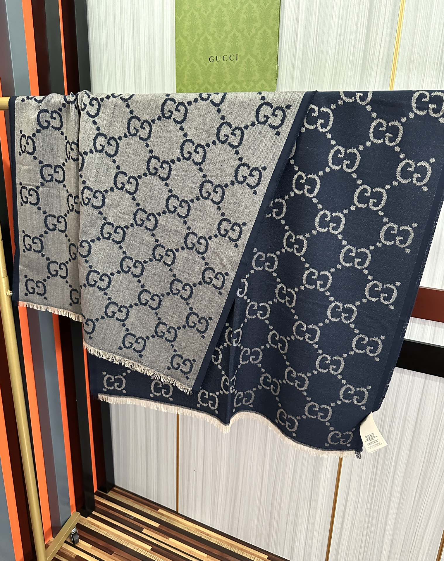 💖高品质 古奇【GG格子双面长巾】[爱心]中性款男女都可以用，😄经典GG图案是在30年代开始使用的标志性