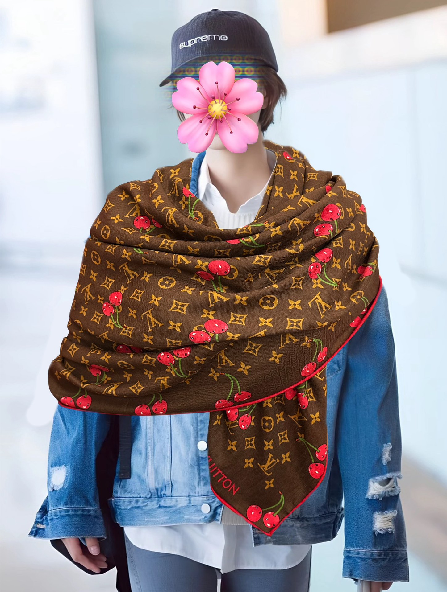 新款❤️LV 2025双面同色【樱桃🍒围巾】经典优雅[礼物]~气质到骨子里[色]新一季的面料超高级，真心