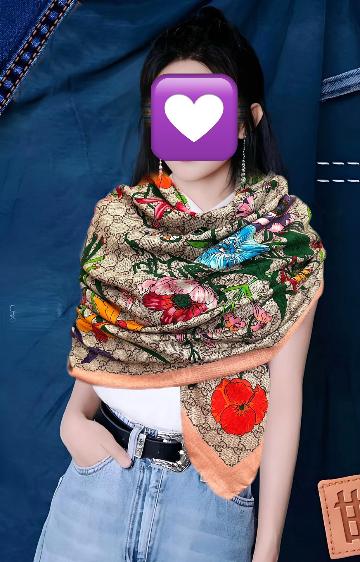 Gucci 古奇 【GG图案花朵双面同色】永远流行 ~新一季的面料超高级 真心 柔软