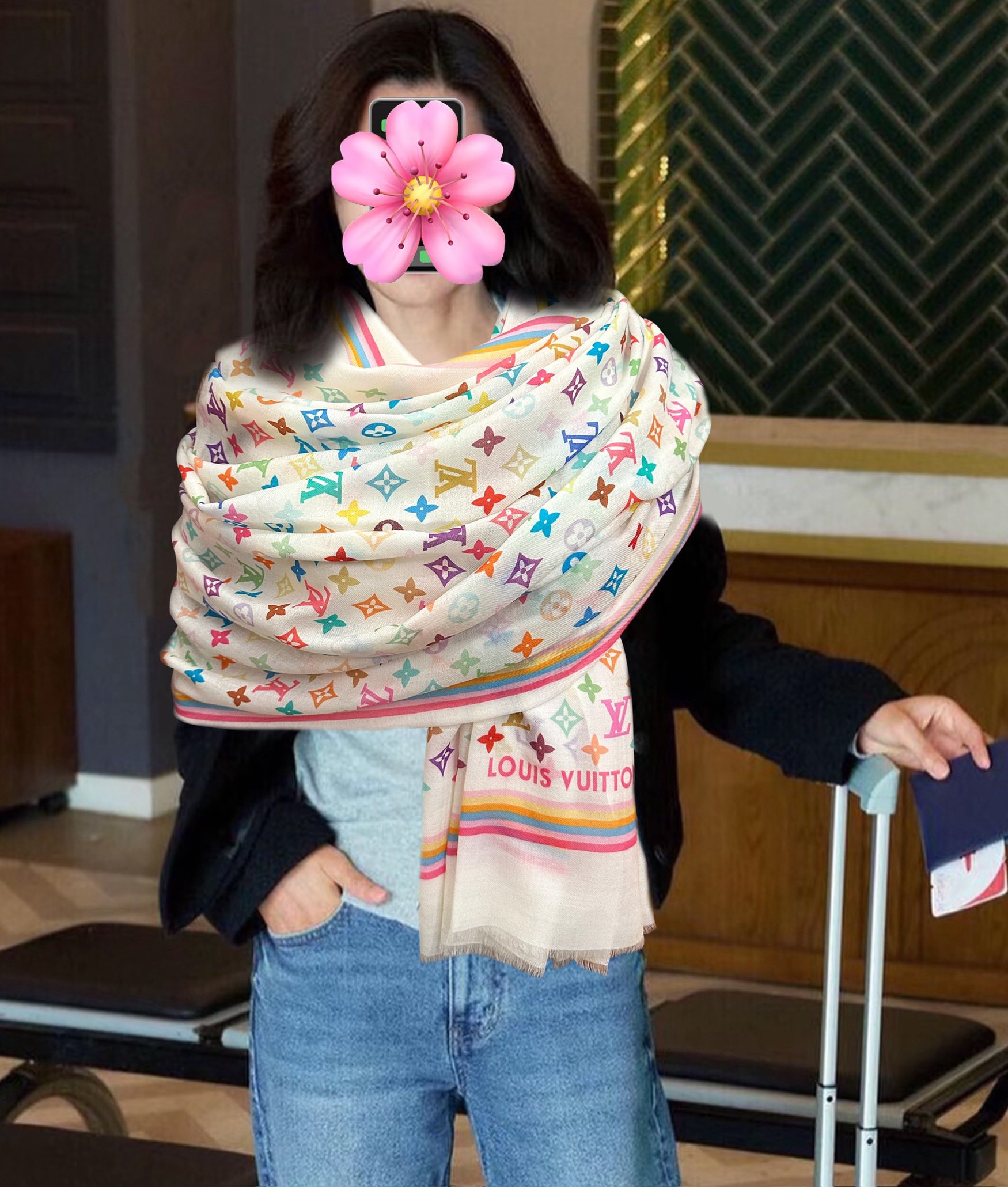 Unknown 上新 L 家 2026最新款 真心赞 【戒指绒长巾】 实物真心美 细节都可见 高端 VI 绝对值得入手 尺寸：100x200cm