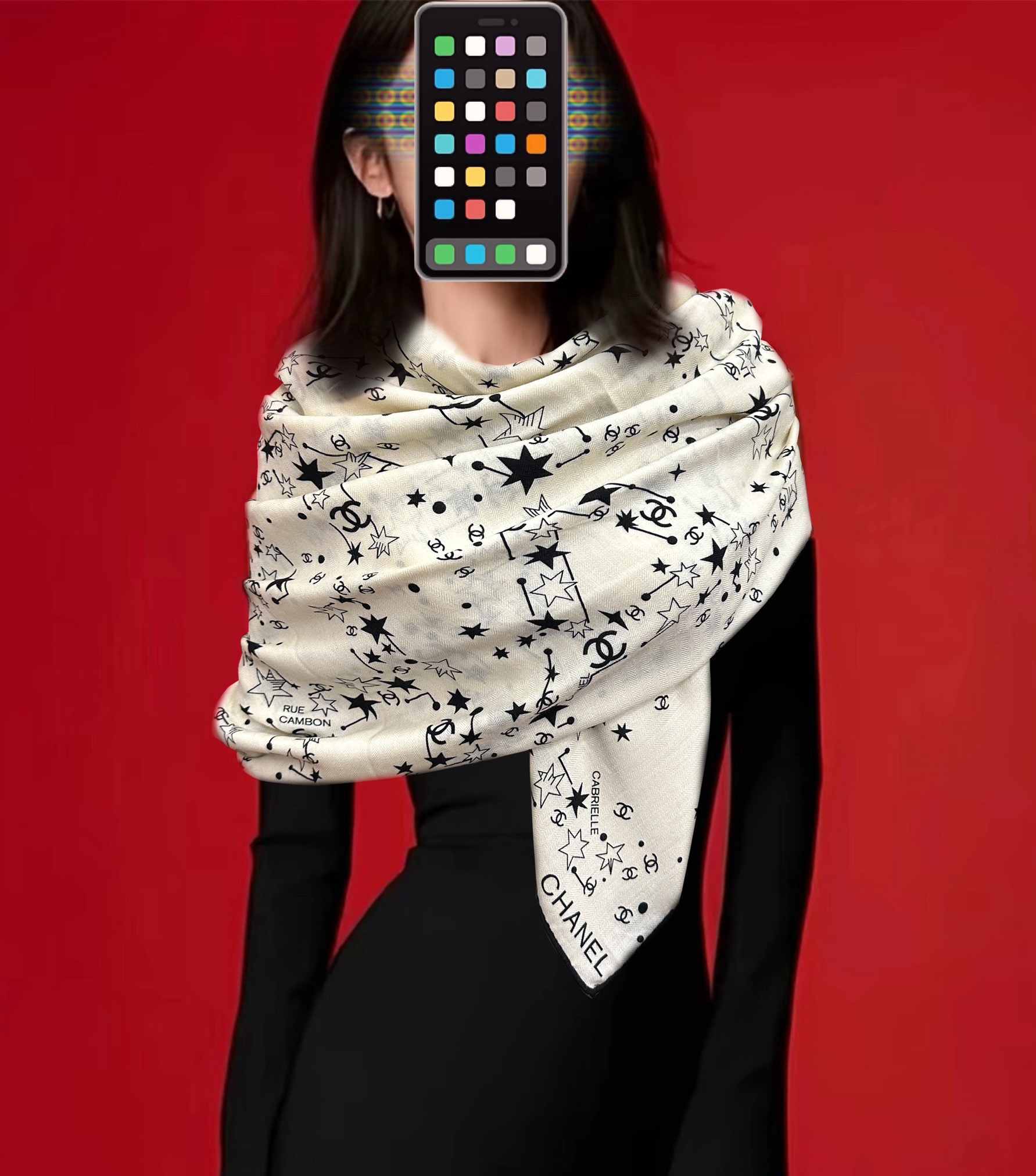 NO:728423,The new 2025 Chanel Star Graffiti is synchronized with the official website [double-sided same color] [hair] classic design and elegant style [gift] ~ temperament to the core [color] Fragrant Grandma's new season fabrics are super high-end, really super soft, silky smooth [sun] strong toughness and not easy to be snagged! This year’s new series ~ I’m really impressed by the design. [Strong] A small fragrant silk scarf [color] gives you the best match [lips] The upper body effect is simply elegant and temperamental [gift] very smart. Layered and elegant texture. [celebration] fragrance powder must be put on [hair] Needless to say, the body effect is really beautiful (it feels better when paired with clothing, shoes and bags) [Beer] The real thing is definitely more beautiful [Strong] Classic black and white [Sun] Size x, material 30 silk cashmere, 2-color high version scarf, high version scarf, chanel, real silk19860909新款2025 香奈儿 星星涂鸦 官网同步【双面同色】[發]经典设计优雅风[礼物]~气质到骨子里[色]香奶奶新一季的面料超高级,真心超级柔软,丝丝顺滑[太阳]韧性很强 不容易被轻易勾丝！今年新出的系列~真的被这样的设计美到[强]一条小香的丝巾[色]给你最好的搭配[嘴唇]上身效果简直优雅气质到不行[礼物]非常灵动.层次优雅质感.[庆祝]香粉必入[發]上身效果真的不用多说的美(搭配服饰鞋包更有感觉)[啤酒]实物绝对更美[强]经典黑白色[太阳]尺寸x、材质30真丝丝羊绒,2色高版本围巾,高版本围巾,chanel,real silk,scarf