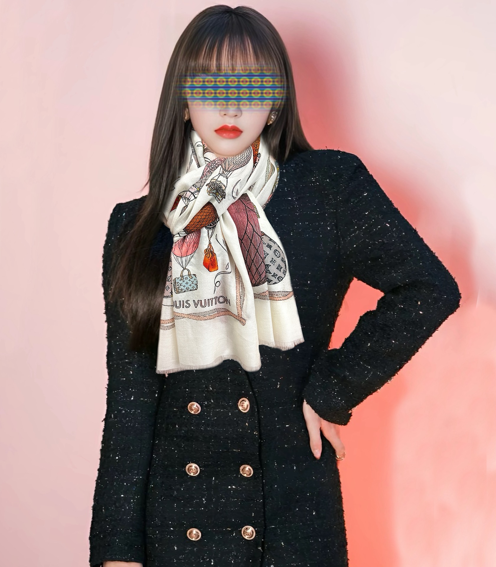 。上新L v 2026最新款【热气球🎈】顶级设计太美了，真心赞👍😘💍实物真心美 🎀披肩配以印花💓💃🏻无论