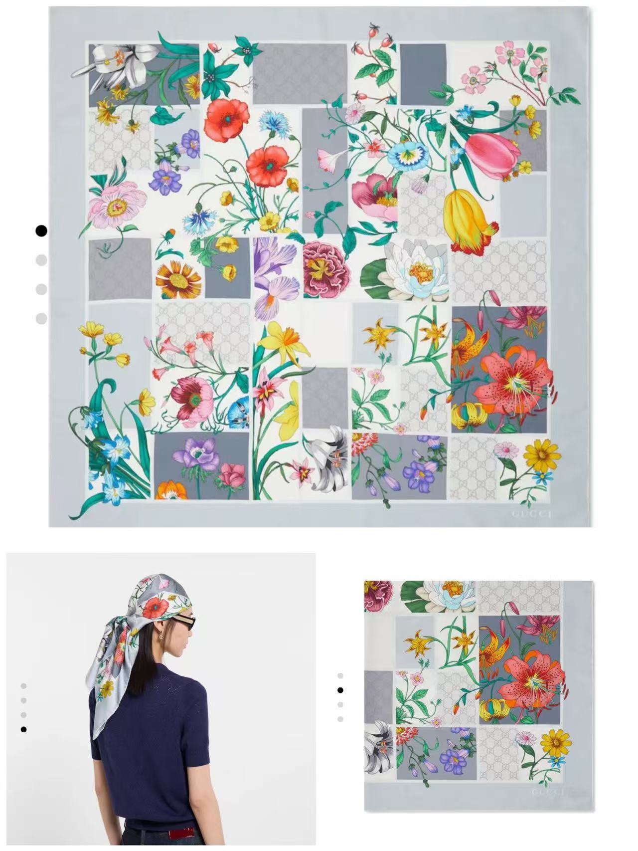 。新款Gucci 2026印花双面同色桑品牌桑蚕丝配饰系列秉承经典[强]以华贵材质、精湛工艺与清新色调焕