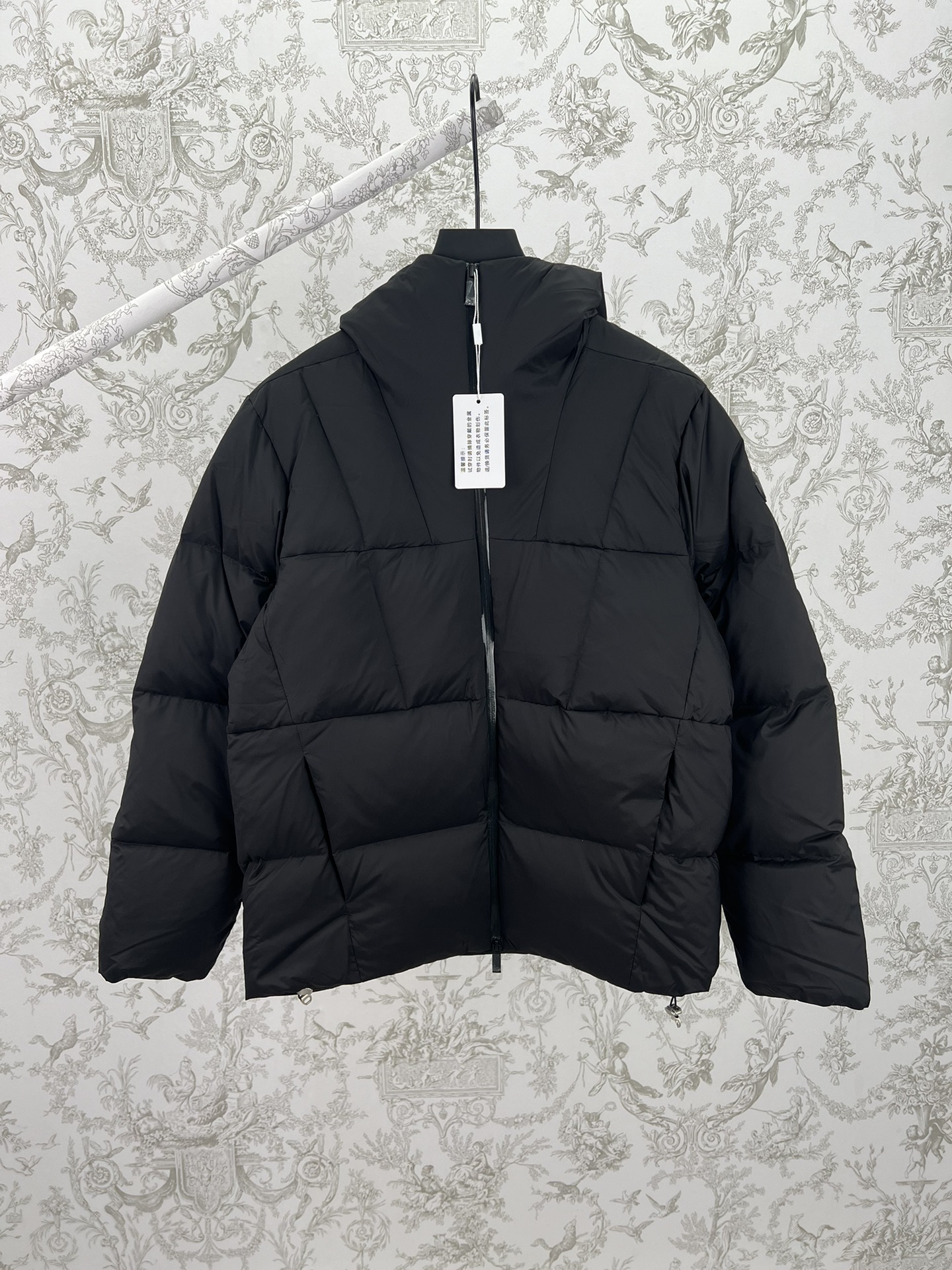 Moncler 25ss nuevo Fusain chaqueta de plumón de manga larga con capucha, cremallera, corte holgado, color liso, para ho…