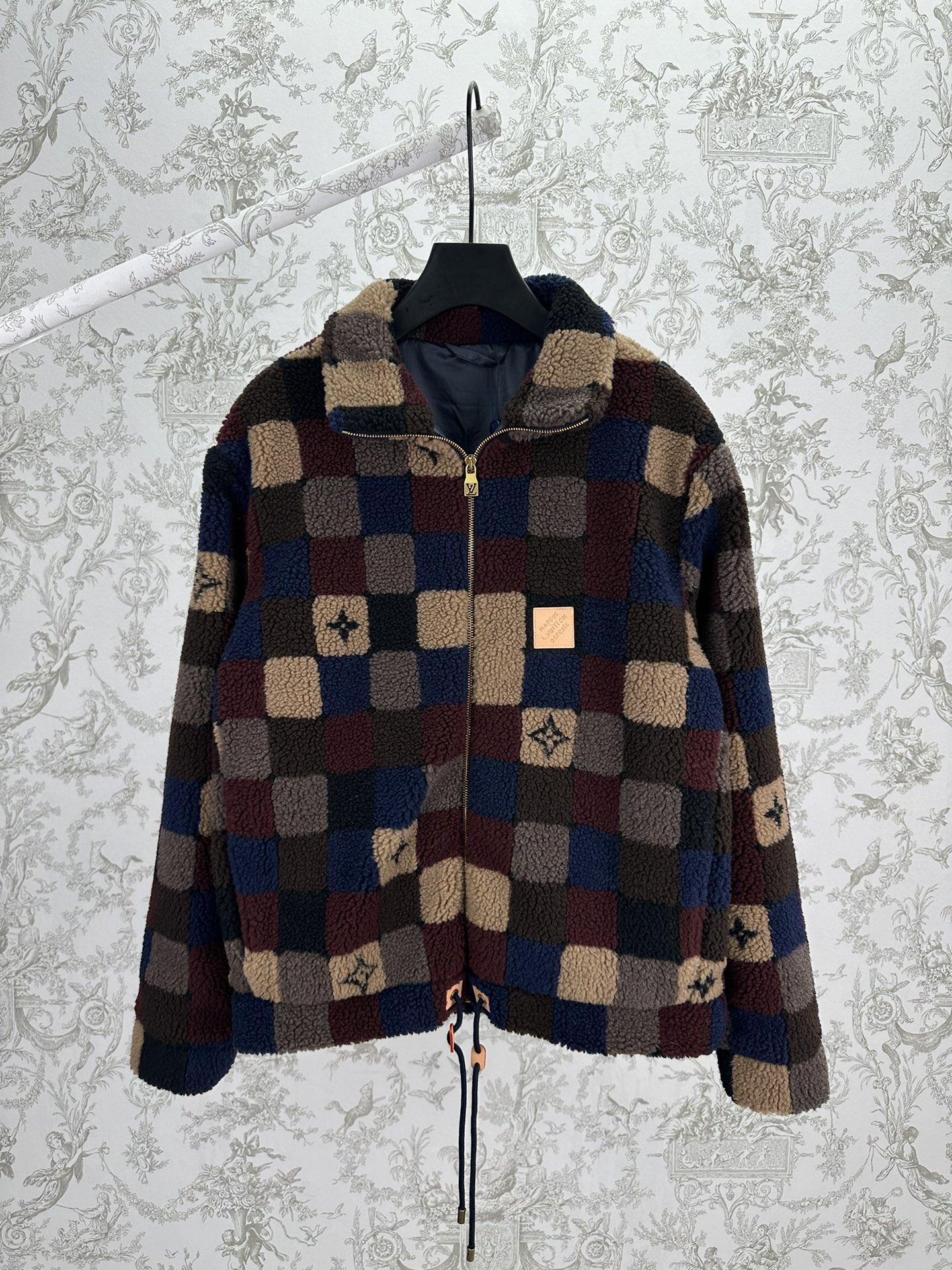 P295 Lujia 25ss nueva chaqueta de terciopelo con estampado jacquard y cremallera de forro polar con cuello alto, versió…