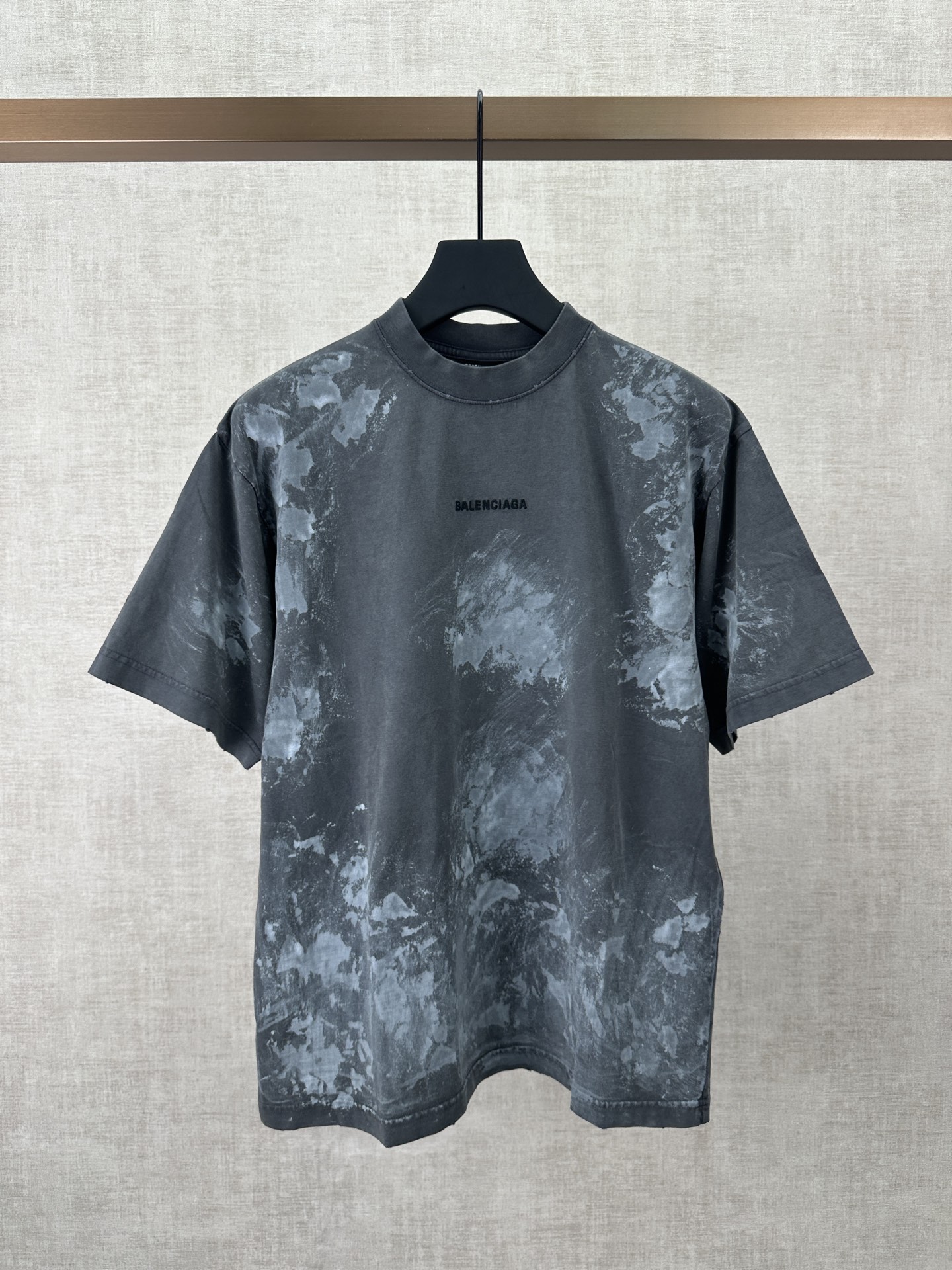 Balenciaga 巴黎 25ss春夏新款前后字母logo刺绣水洗做旧油漆泼墨涂鸦泥染T恤