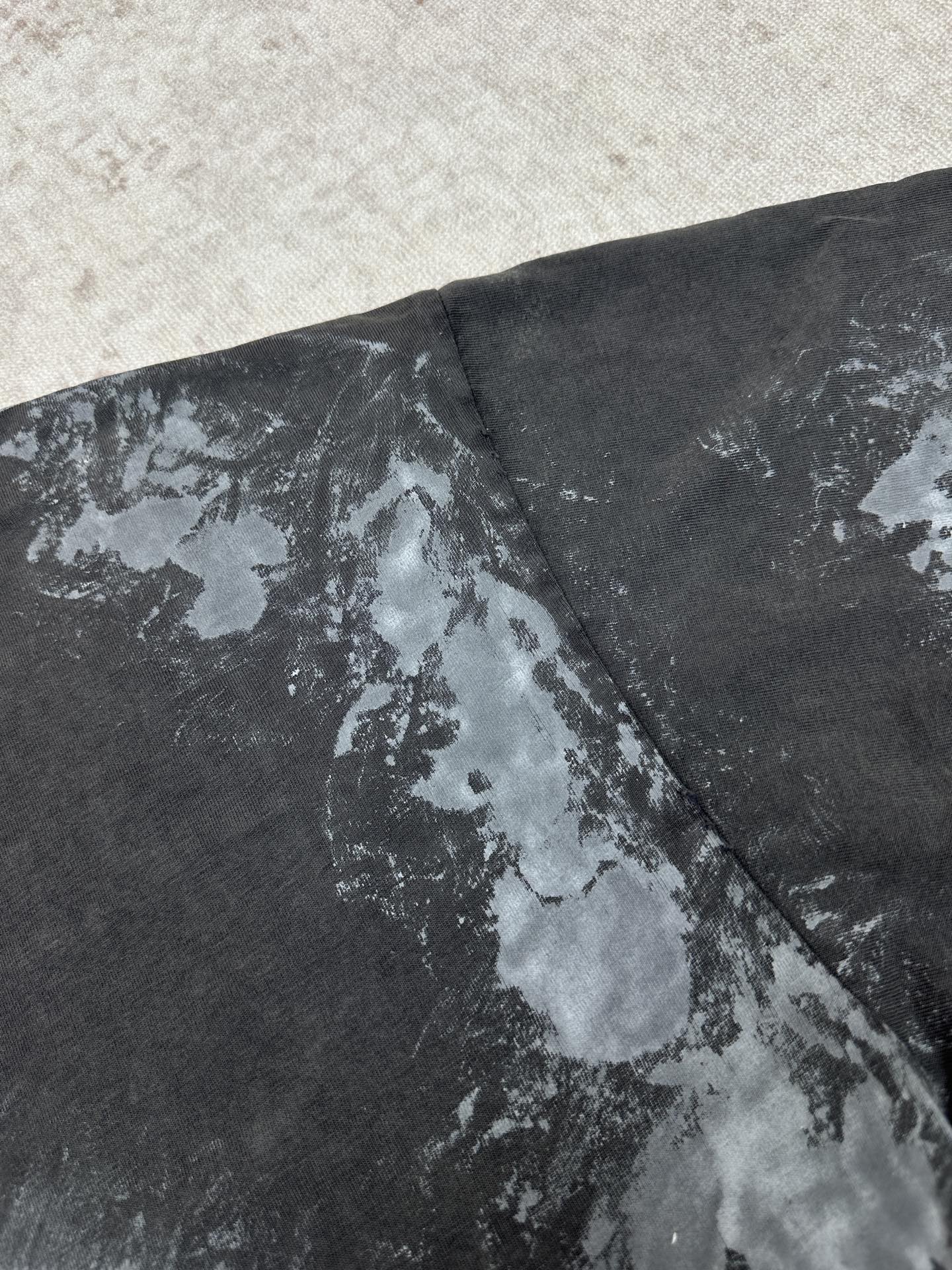 Balenciaga 巴黎 25ss春夏新款前后字母logo刺绣水洗做旧油漆泼墨涂鸦泥染T恤