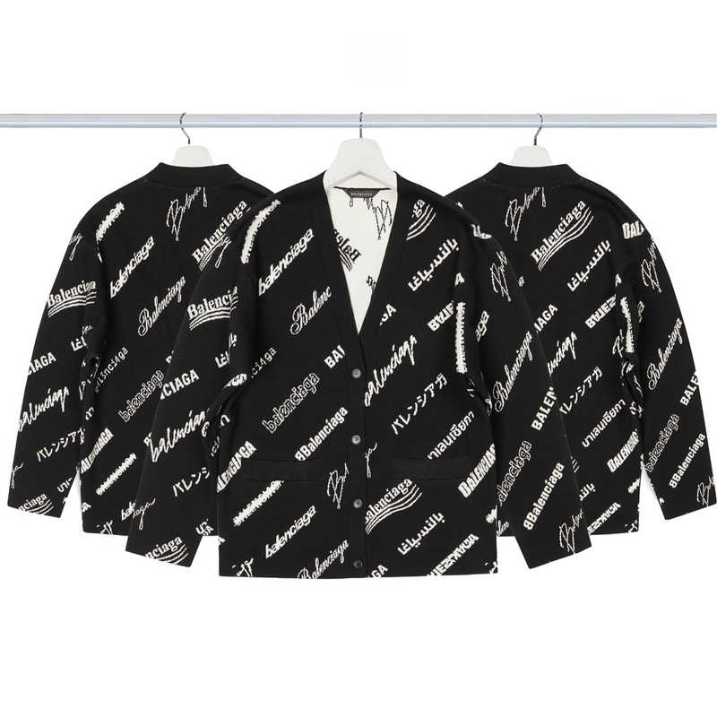 Balenciaga Clothing Cardigans Sweatshirts Black Unisex Cotton Knitting Wool