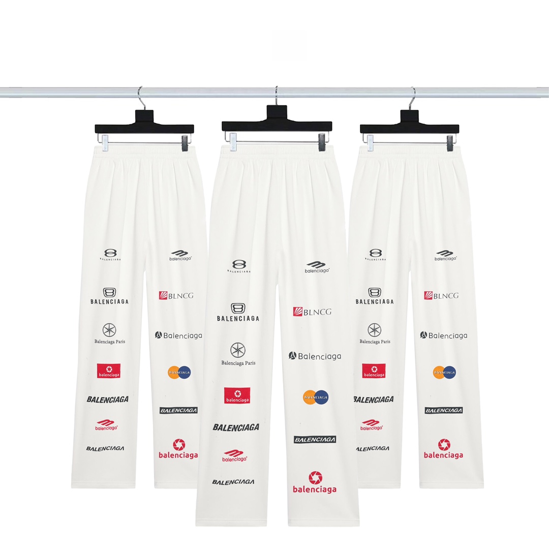 Wholesale 2023 Replica
 Balenciaga Clothing Pants & Trousers White Printing Cotton P19523