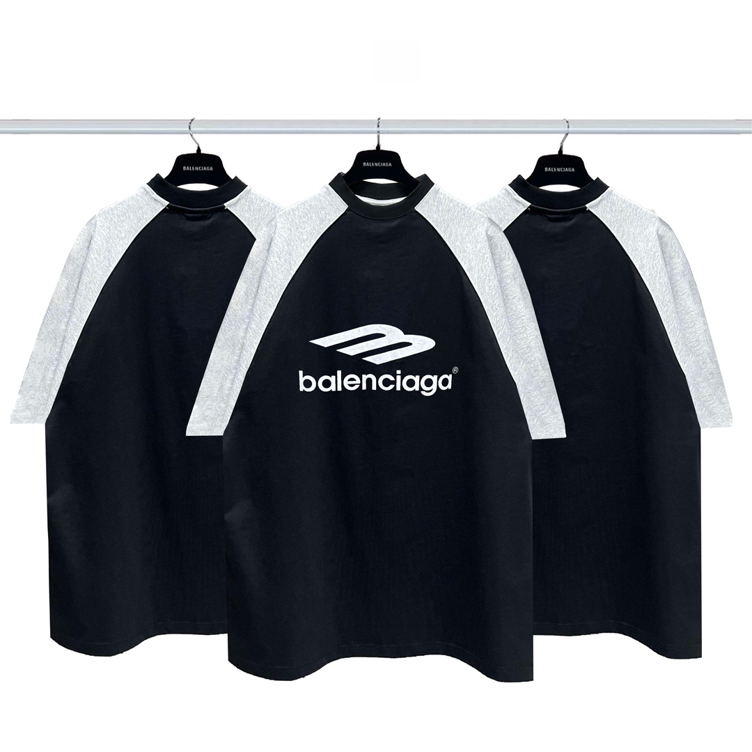 Balenciaga Clothing T-Shirt Black Printing Combed Cotton Short Sleeve