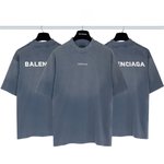 High Quality 1:1 Replica
 Balenciaga Clothing T-Shirt Blue Embroidery Combed Cotton Short Sleeve