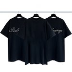 Designer High Replica
 Balenciaga AAA
 Clothing T-Shirt Black Printing Combed Cotton Short Sleeve