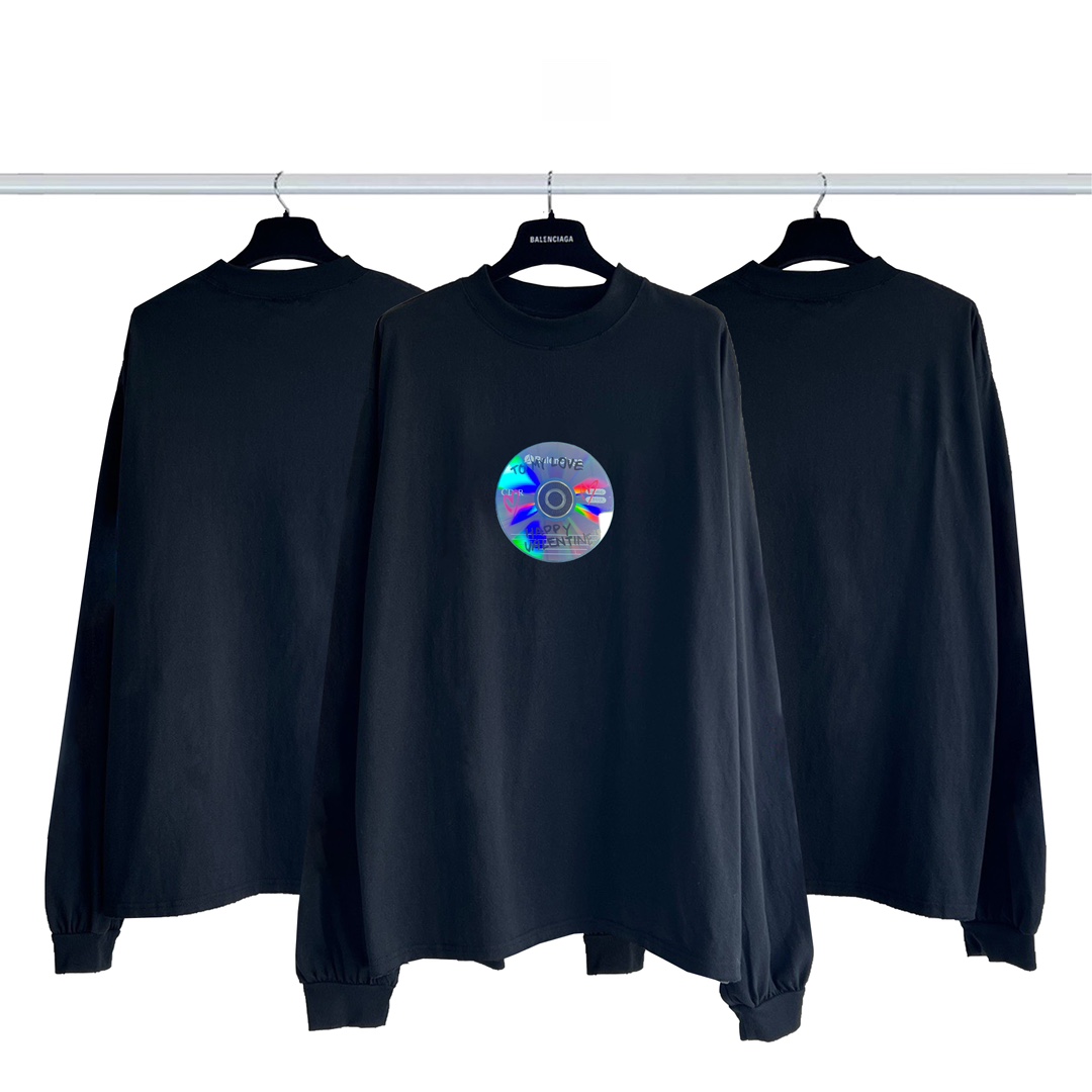 Balenciaga Clothing T-Shirt Black Combed Cotton Short Sleeve