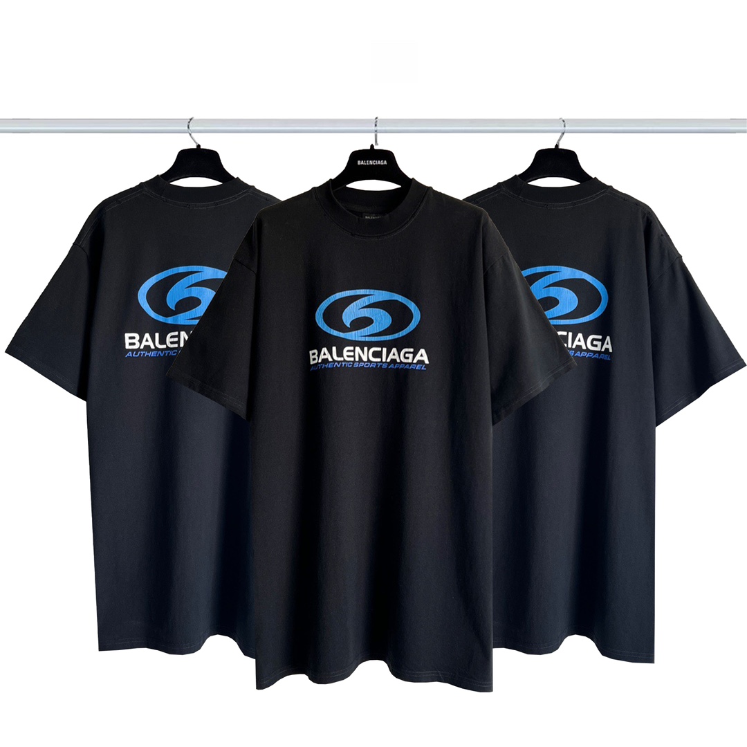 Balenciaga Clothing T-Shirt Black Printing Combed Cotton Short Sleeve
