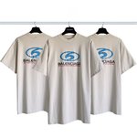 Balenciaga Clothing T-Shirt Apricot Color Grey Printing Combed Cotton Short Sleeve