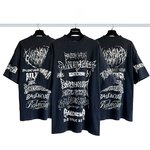 Balenciaga Clothing T-Shirt Black Doodle Printing Combed Cotton Short Sleeve