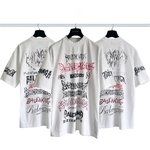 Balenciaga Clothing T-Shirt Doodle White Printing Combed Cotton Short Sleeve